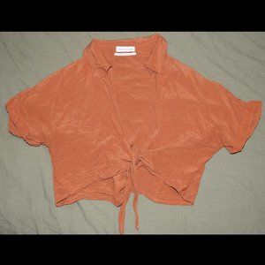 Urban Outfitters Tie Front Collared Blouse